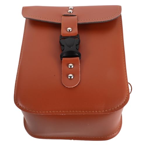 Bolsa de manillar PRETYZOOM en PU marrón con acabados de alta calidad para moto vintage