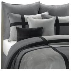 8 Pieces Soft Microsuede Black and Grey Patchwork Duvet Cover Set King Size