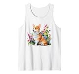 Corgi Floral Print Dog Lovers Watercolor Pets