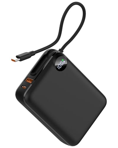 Build-in USB C Cable Mini Power Bank, 20,000mAh 20W High-Speed Small Portable Charger, Fast Charging Battery Pack for iPhone 16/15/15 Pro/15 Pro Max/15 Plus, Galaxy (20000 mAh)