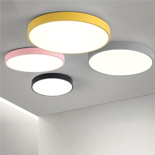 Plafonnier LED rond 30cm rose intensité variable pour chambre