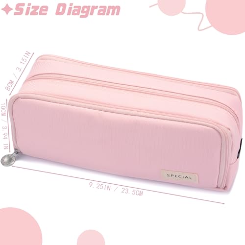 Image of Large Capacity Special Aesthetic Pencil Case Organizer with 3 Compartments, Big Preppy School Pencil Pouch Bag for Girls Women Adults, Pencil Holder Pen Pouch Cases (Pink 1)