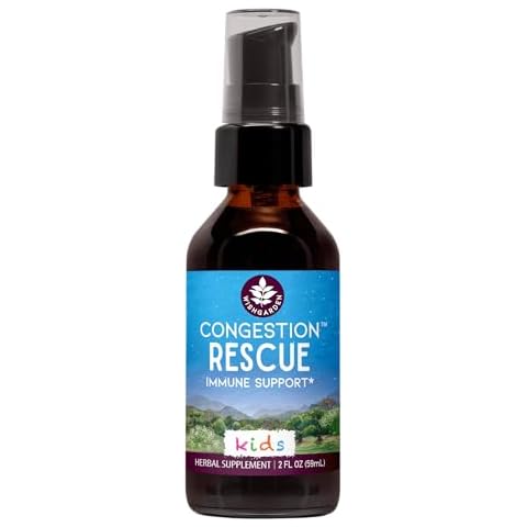 WishGarden Herbs Congestion Rescue Immune Support for Kids - Plant-Based Immune Support and Decongestant w/Elderflower, Wild Cherry Bark & Yerba Santa, Supports Upper & Lower Respiratory Systems, 2oz Cover