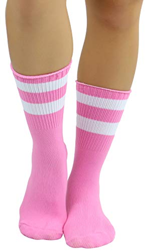 Image of ToBeInStyle Women's Acrylic Ankle Hi With Double Stripe Top Crew Fun Athletic Socks