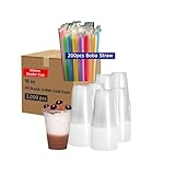 Darong 95mm PP Cold Cups with Boba Straws – Multiple Sizes & Packs (16oz, 22oz, 24oz) (16ozPP + Straw)