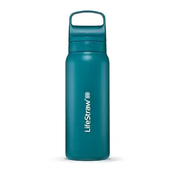 LifeStraw Go Series Stainless Steel Water Filter Bottle; 24oz; Laguna Teal; WW; Retail WW