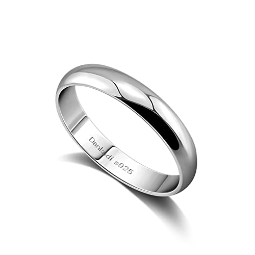 Dankadi Anillo de Alianza en Plata 925 Anchura 3,5mm Chapado en Oro Talla 44 a 70MM para Pareja Esposos, Anillo Simple Liso Cúpula para Mujer Hombre Regalo Amor Matrimonio Amiga, 8, Plata de ley