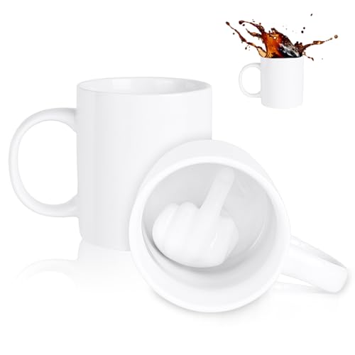 AOOTE Tasse à Café Doigt du Milieu, Tasse en Céramique Amusante, Tasse Doigt d'honneur, Cadeau Amusant pour le Meilleur Poisson D'avril, Collègue, Frère, Ami