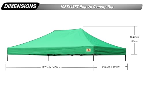 Image of ABCCANOPY Replacement Canopy Top for Pop Up Canopy Tent 10x15 Kelly Green
