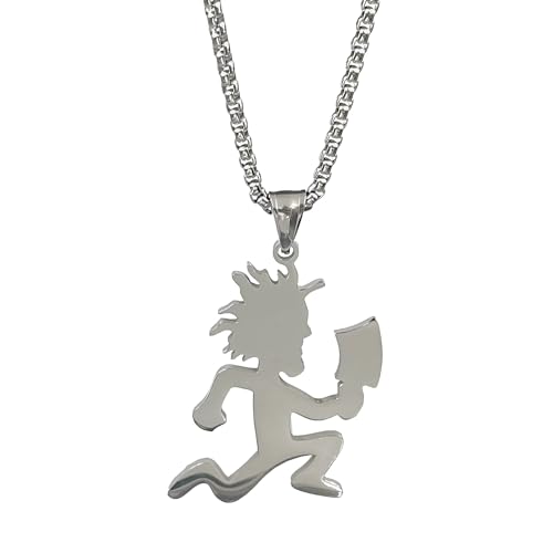 Jugallo Hatchetman Necklace Stainless Steel Hatchetman Pendant Charm High Polished Choose Chain Insane Clown icp necklace hatchetman juggalo jewelry for Women and Men, clown pose merch