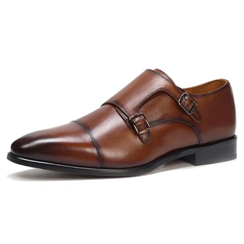 Anthony Veer Delano Two Double Monk Dress Shoes for Men | Full Grain Calfskin Leather | Strap-On | Blake Construction | Ortholite Cushion Comfort