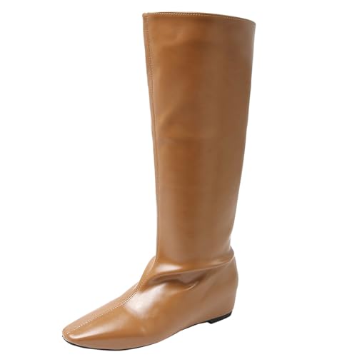 Boots compensées femme bout carré Gicoiz bottes genoux confort hiver