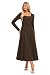 GRACE KARIN Damen Kleid Elegant Langarm Quadratischer Ausschnitt A-Linie Midikleid Freizeitkleid Herbstkleid Dunkelbraun L