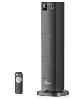 Midea NTH20-22ERSE Stufa Elettrica in Ceramica 2000W con Termostato e Telecomando, 58 cm, 3 Modalità Timer 24H, Protezione Surriscaldamento e Ribaltamento, Riscaldamento Rapido per Ufficio Camera Casa