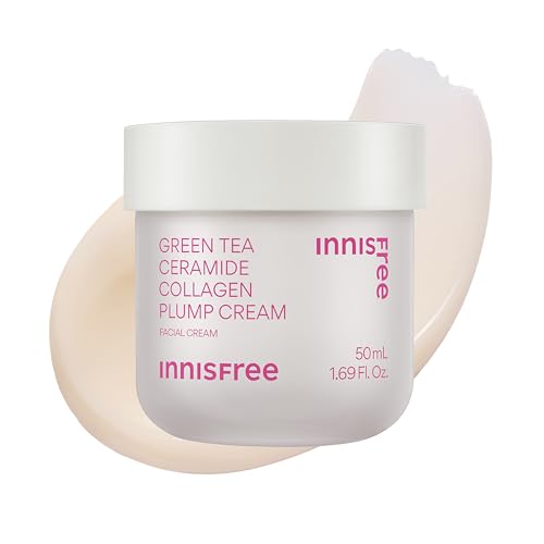 innisfree Green Tea Ceramide Collagen Plump Cream, Korean Face Mo...