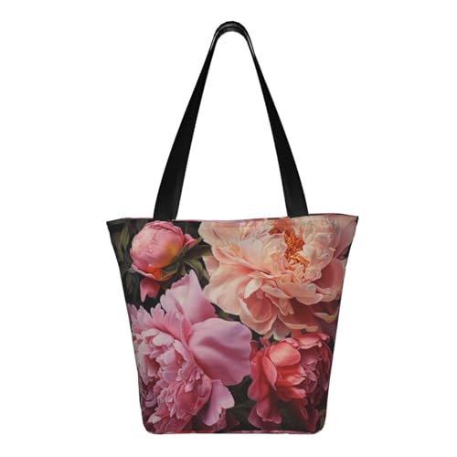 Garden Peony Print Comfortable Shoulder Bag Summer HandbagTravel Beach Work Daily Use Versatile Carry3