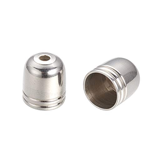 arricraft 200PCS 6mm 304 Stainless Steel Cord Ends, Glue-in Style Fasteners Necklace Cord Tassel End Caps Leather Cords Buckle Tip for DIY Kumihimo Tassel Bracelet Necklace Jewelry Making