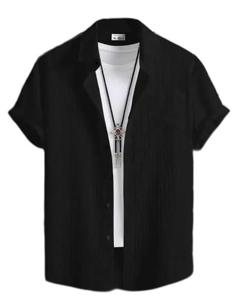 Image of Boys Regular Fit Solid Casual Shirt with Spread Collar - Comfortable Shirts