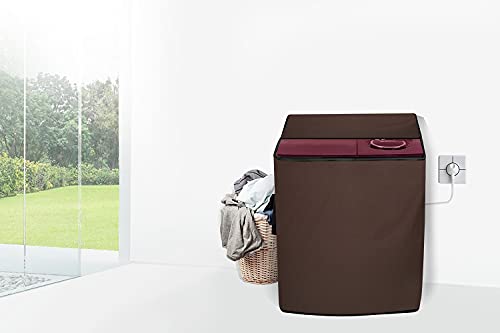 Image of Stylista Polyester Washing Machine Cover Compatible for Godrej 12 KG Semi-Automatic Top Loading WSAXISVX1205.0SN3TGPGR, Coffee