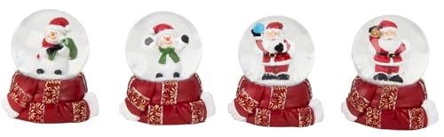 4 Stück Schneekugel Schneemann Nikolaus rot 6cm Weihnachtsdeko...