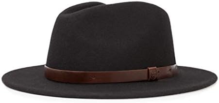 Brixton Men's Messer Medium Brim Felt Fedora Hat, black, Small