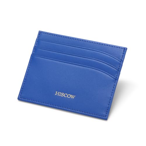 Image of HISCOW Slim Full Grain Leather Card Holder, Electric Blue