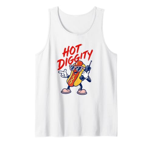 Hot Diggity Mascotte de Chien rétro Style années 80 Débardeur