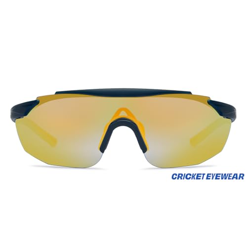 Image of Lenskart Boost Cricket Sunglasses|Rectangular Blue Billion Collection|Matte Blue Yellow Half Rim|100% Uv Protected|For Men & Women|Large (138 Mm And Above)|Lkb S16582