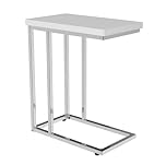 PaMeer High Gloss White Chrome C-Shape Side Table - 40D x 30W x 66H