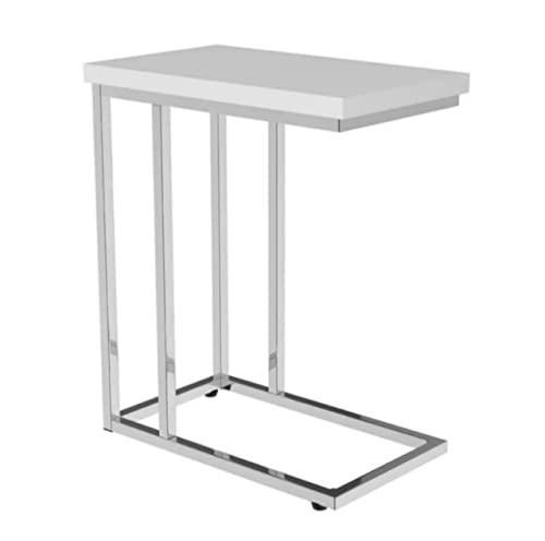 PaMeer High Gloss White Chrome C-Shape Side Table - 40D x 30W x 66H
