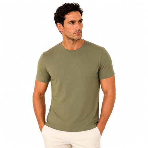 Image of Men's Essential 100% Cotton Crew Neck T-Shirt - Plain, Short Sleeve, Regular Fit, Premium, Super Soft, Classic Everyday Wear