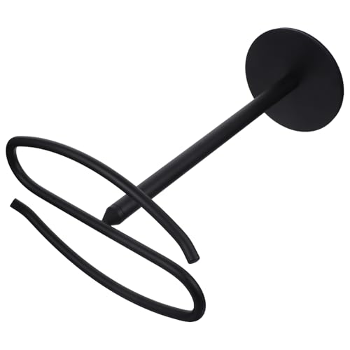 Porte-serviettes sur pied en acier inoxydable au design contemporain noir mat