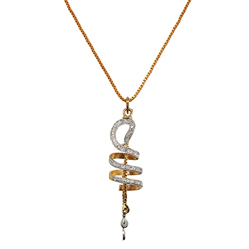 18K Plated AD Spiral Pendant with Earring and Chain Set