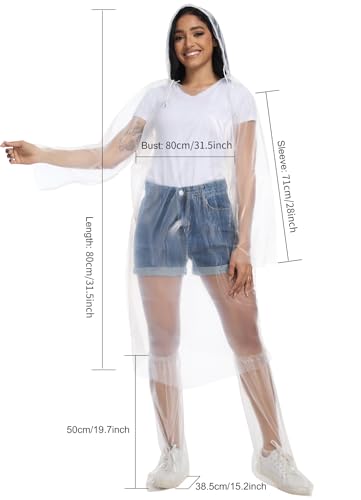 BATHRINS Disposable Rain Ponchos For Adults - 3 Emergency Clear Ponchos With Hoods And 3 Pairs Of Waterproof Boot Covers3