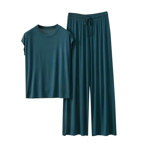 Completi Da Donna 2 Pezzi Leggera Elegante Coordinato Tute Da Ginnastica Larghi Taglie Forti Estivo T Shirt E Pantaloni Palestra Curvy Set Due Pezzi Maniche Corte Jogging Traspirante Tuta Da Casa