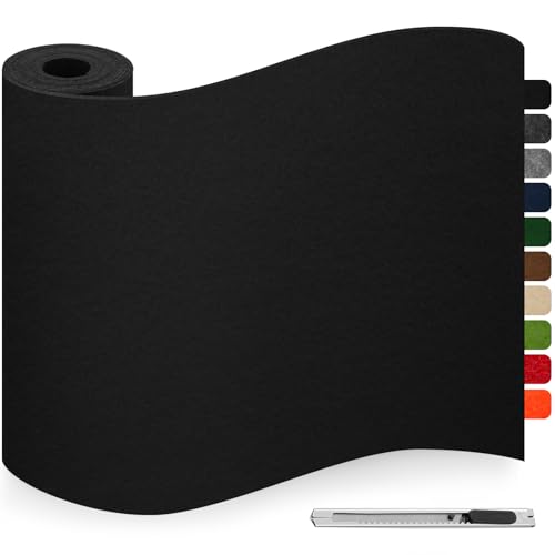 Feltrini Sedie Nero, Feltro Adesivo Forte, 40x200cm Feltrini per Mobili Pesanti, 3mm de Spessore Moquette Adesiva per Auto, Feltrino Autoadesivo per Sedie, Mobili, DIY, Cornici