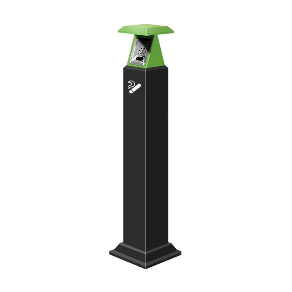 Stand ashtray Double Concave Smoke Extinguishing Board Stainless Steel Ash Pillar, Outdoor Public Standing Column Pillar(Green)