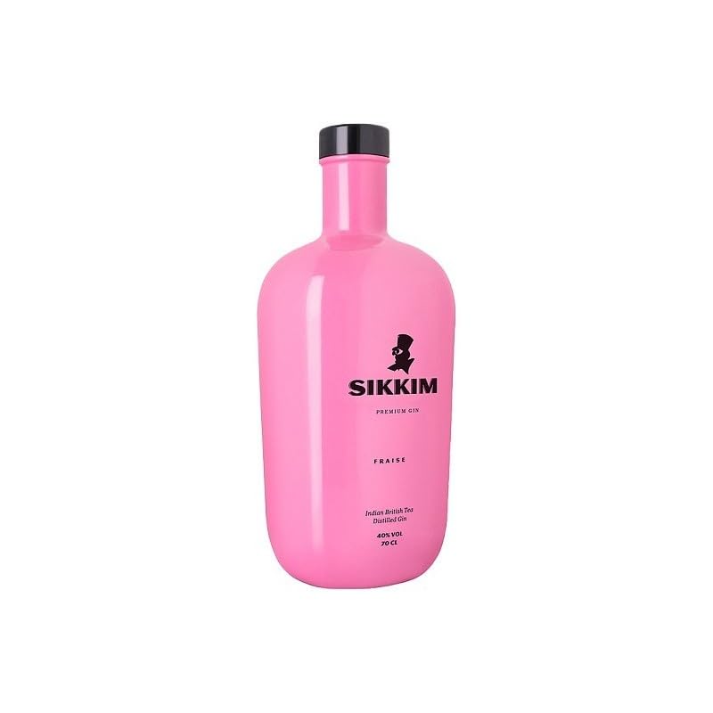 Sikkim Fraise Gin 40% Vol. – Ginebra Premium con Sabor a Fresa, Suave y Aromática, Ideal para Gin Tonics Dulces y Cócteles Frutales Sofisticados