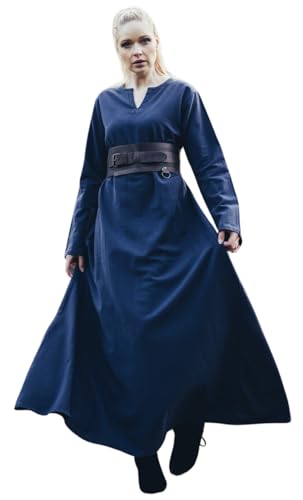 Leonardo Carbone® Damen Kleid Valdis | V-Ausschnitt Design | Fließender Saum | Karneval, Halloween, Cosplay, LARP, Mittelalter, Wikinger, Kostüm,...