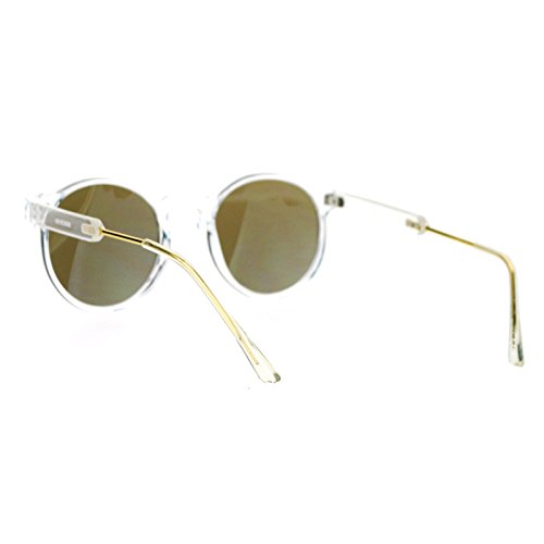 SA106 Retro Clear Frame Keyhole Mirrored Lens Sunglasses4