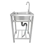 流し台 ステンレス製 蛇口水栓付き 蛇口左右に付けれる 屋外 簡易式 キッチン用流し台 ガーデンシンク コンパクト 屋外BBQ アウトドアに適用 錆びにくい 簡単取付 工場 農園でも (1.シングルシンク)