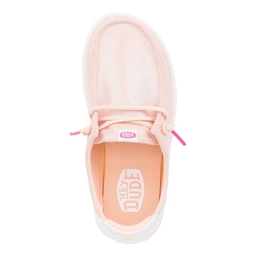 Image of HEYDUDE Kids Wendy Iridescent Sparkle (Little Kid /Big Kid) - Loafers for Kids - Canvas Upper - Cotton Lining