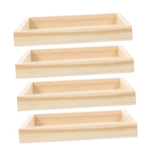 ERINGOGO 4pcs Puzzle Block Storage Tray Unfinished Wooden Serving Tray for 3D Puzzles Hand-Eye Coordination Toy Organizer
