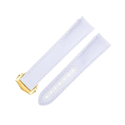Bracelet de montre 20 mm blanc nylon cuir pour montre Omega Seamaster Speedmaster