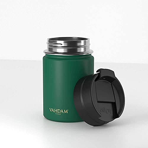 VAHDAM-Vitality-Tea-Flask-260-ml-Dark-Green-Spill-Proof-188-Stainless-Steel-Tumbler-ECO-Friendly-and-Reusable-Workout-Sipper-Travel-Coffee-Mug-or-Tea-Mug