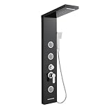 KINKIBOS Torre a LED Con Miscelatore, 6 Modalità: Pioggia, Cascata, 2 Getti Massaggianti, Doccetta e Beccuccio per Vasca - Colonna Doccia in Acciaio