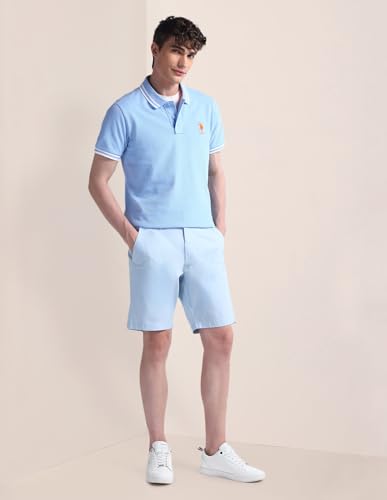 Image of U.S. Polo ASSN. Solid Slim Fit Polo T Shirts for Men - 100% Cotton, Half Sleeves Mens Tshirt
