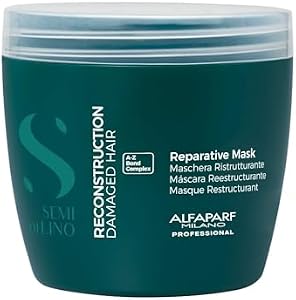 ALFAPARF MILANO Semi di Lino Reconstruction Bond Repair Hair Mask - Reparative Treatment for Colored, Bleached, or Damaged Hair - For Medium to Thick Hair - Strengthens - Color Safe