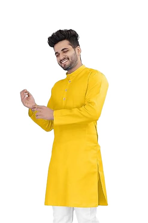 Image of Flossy Men's Cotton Blend Plain Solid Kurta for Men