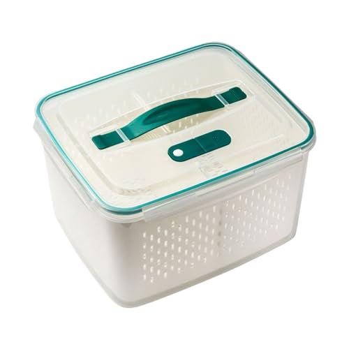 Contenedor de conservación de alimentos para refrigerador, conservación de frutas y verduras - Caja de alimentos con drenaje y compartimentos para comidas caseras, picnic y restos